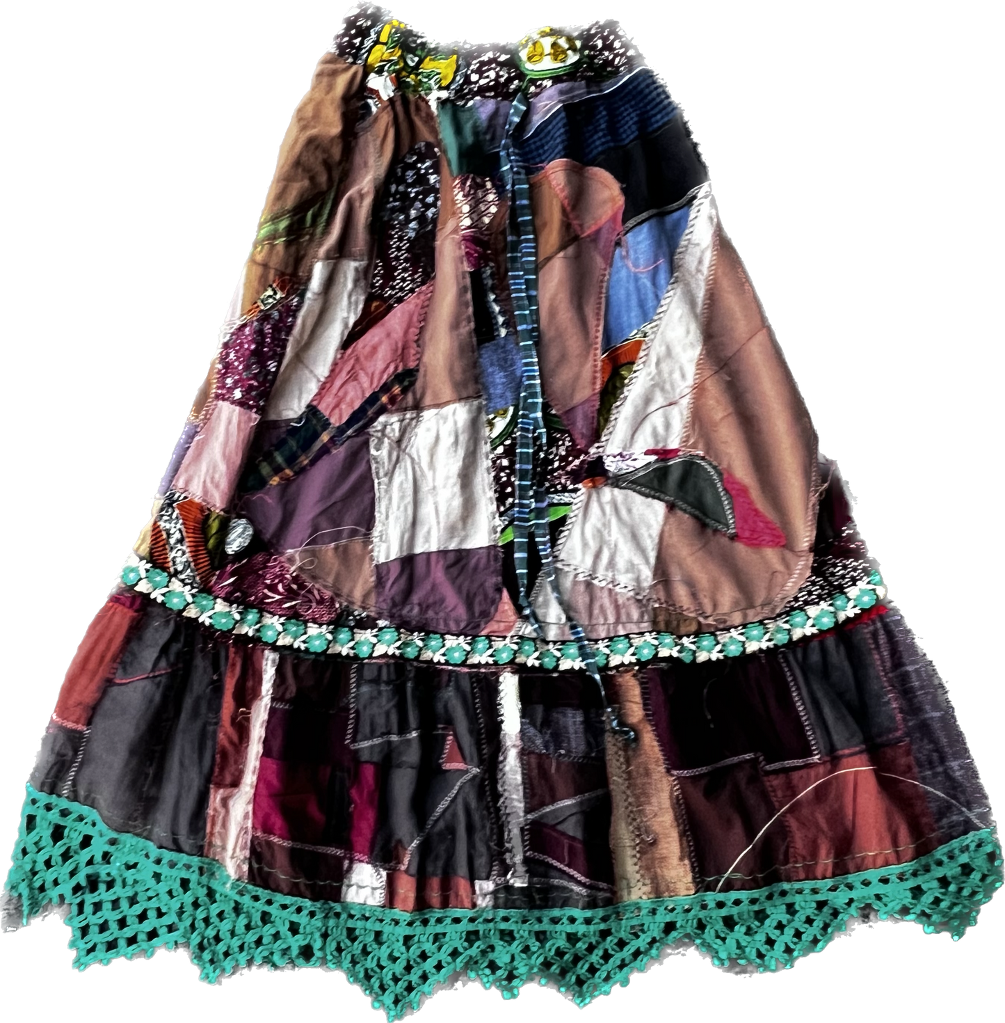 PATCHWORK EMBROIDERED LONG SKIRT