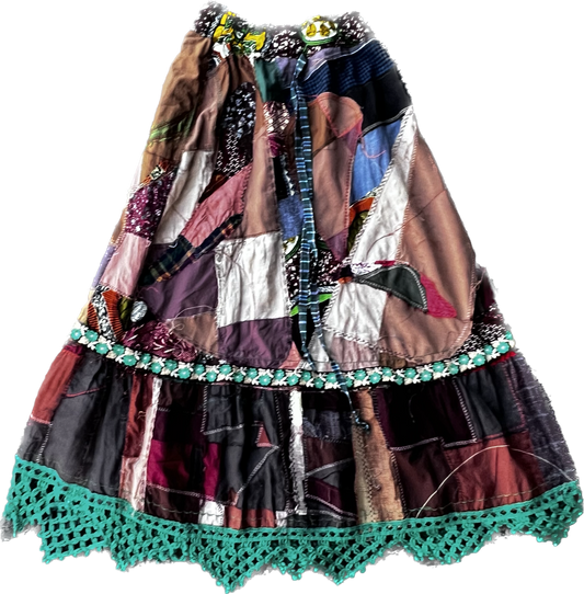 PATCHWORK EMBROIDERED LONG SKIRT