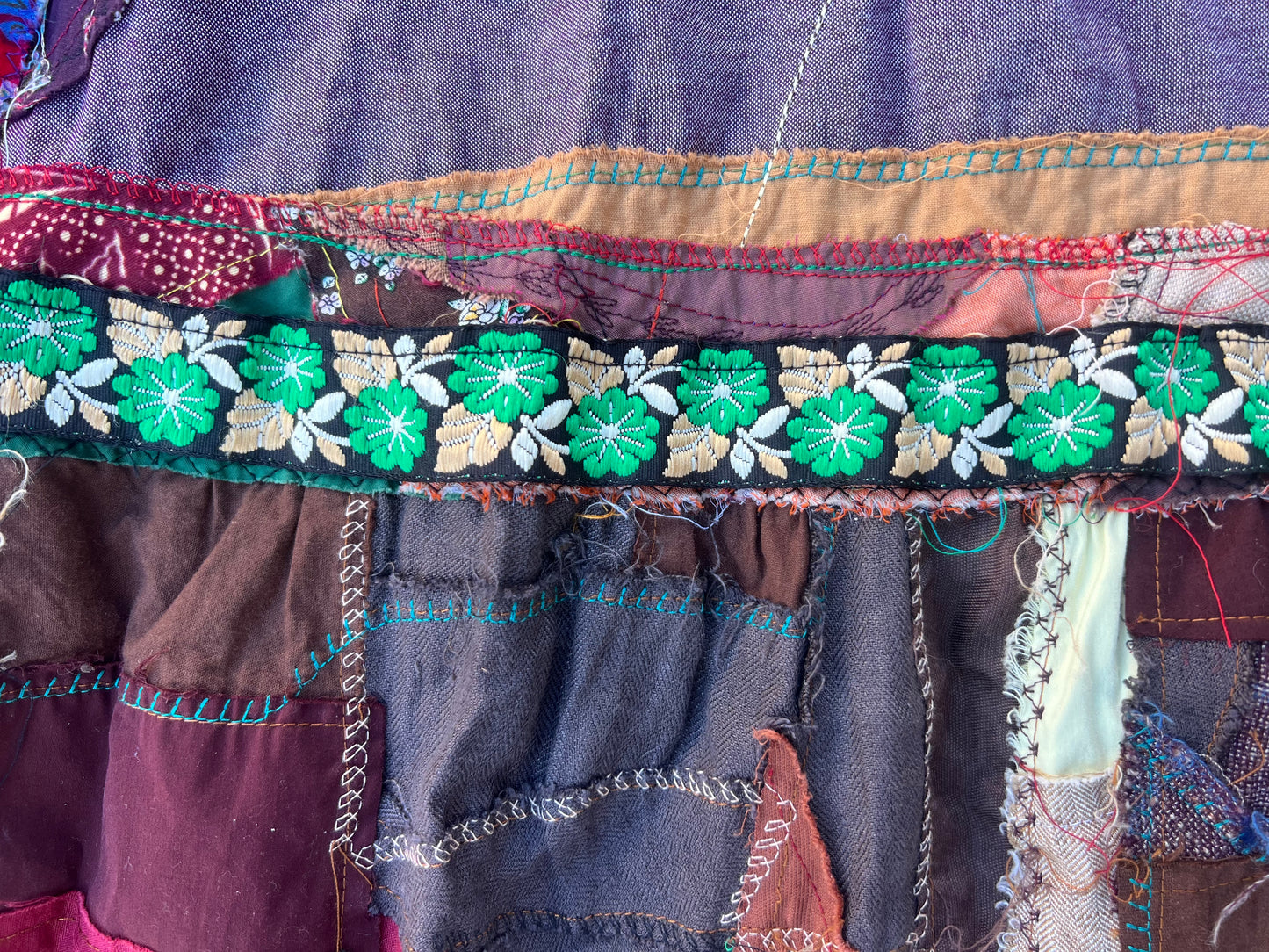 PATCHWORK EMBROIDERED LONG SKIRT