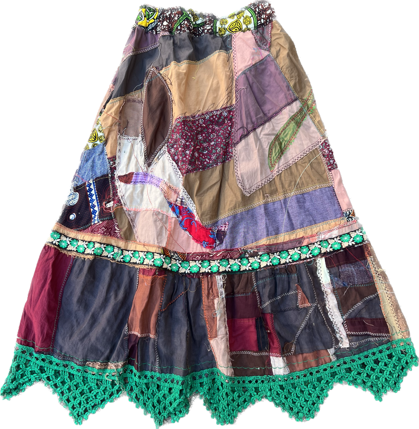 PATCHWORK EMBROIDERED LONG SKIRT